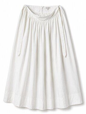 Eva Mendes White Cotton Poplin Maxi Skirt Size 8 High-Waisted Full Skirt